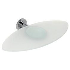 Soap Dish - Wall Mounted, Chrome, Brass, Frosted Glass, Modern, Oval